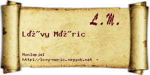 Lővy Móric névjegykártya